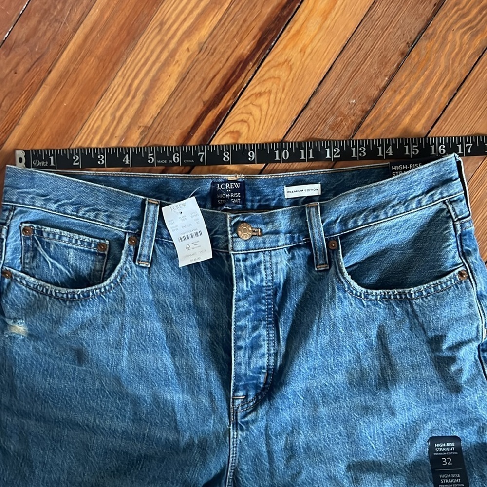 J.Crew Factory High Rise Straight Button Fly Jeans - 100% Cotton - NWT - Size 32 - Picture 14 of 15
